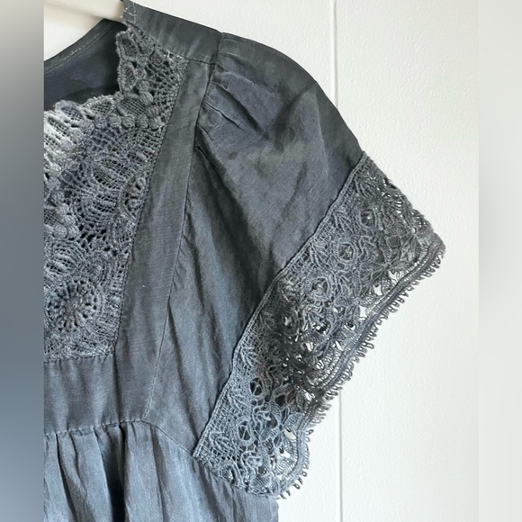 Sundance Silk Blend Grey Ombré Tunic Short Sleeve Blouse Office Party Sz XS - Picture 4 of 11